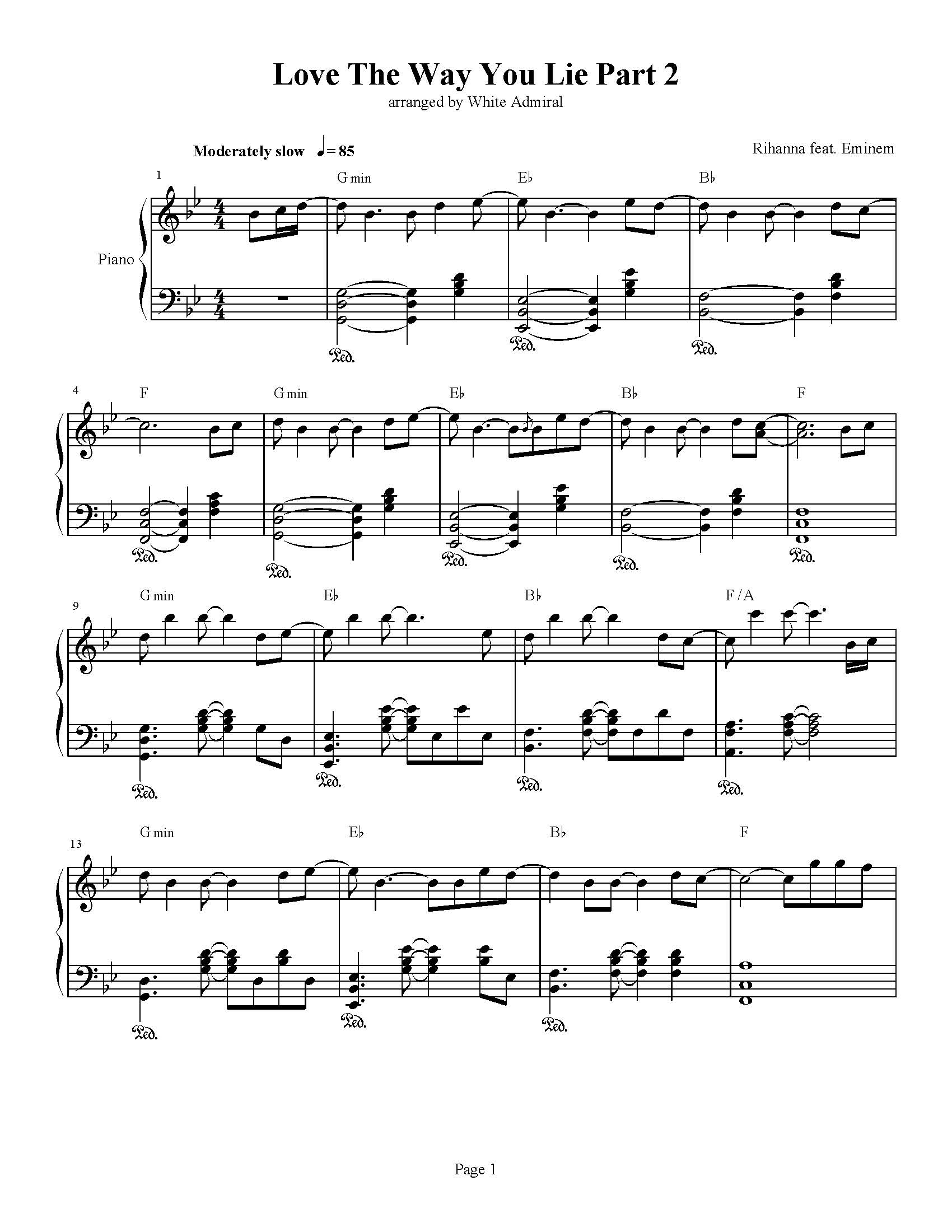 Love the Way You Lie Part 2 Rihanna True Piano Transcriptions Love the Way You Lie Part 2 Rihanna True Piano Transcriptions
